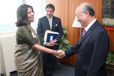 On 14 June 2011, H.E. Ms. Nirupama Rao, Foreign Secretary of India, met IAEA Director General Yukiya Amano at the IAEA headquarters in Vienna. The Foreign Secretary was accompanied by H.E. Mr. Dinkar Khullar, Ambassador and  Permanent Representative of India. 