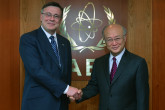 On 26 April 2013, HE Mr. Leonid Kozhara, Minister for Foreign Affairs of Ukraine met IAEA Director General Yukiya Amano during the Minister's visit to the IAEA headquarters in Vienna, Austria.