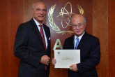 On 27 May 2013, H.E. Mr. Ramzy Ezzeldin Ramzy, new Head of Delegation, Permanent Observer of the League of Arab States, met IAEA Director General Yukiya Amano during his visit to the IAEA headquarters in Vienna, Austria.