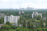 From a bird's eye view the town of Pripyat, only three kilometers from the ill-fated Chernobyl Nuclear Power Plant, looks like a leafy green suburb of a mid-sized city. But in fact Pripyat is a 