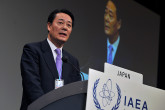 Mr. Banri Kaieda, Japan's Minister for Economy, Trade and Industry, delivers his statement at the opening of the Ministerial Conference on Nuclear Safety held at IAEA headquarters in Vienna, Austria, 20 June 2011.