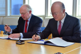 Signing of Additional Protocol for Greenland by Danish Ambassador HE Mr. Torben Brylle and IAEA Director General Yukiya Amano. IAEA, Vienna, Austria, 22 March 2013
