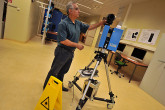 The laser scanner takes three-dimensional (3D) images of rooms in nuclear facilities and compares them with previous images to see if any changes have been made. The 3D laser is used to ensure that the layout of a nuclear facility conforms to the building plans that were submitted to the IAEA.