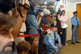 Some of the international press corps covering the Vienna talks. Photo Credits: Dean Calma/IAEA Sep 2002