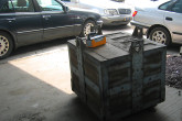 <strong>Identifying Sources:</strong>  This transport package contains a teletherapy source, which was no longer used for its intended purpose, and was stored without proper control increasing the risk of accidental exposure to the public.<br /><br />(Photo: E. Reber/IAEA)