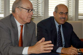 IAEA Director General Dr. Mohamed ElBaradei and Dr. Hans Blix, Executive Chairman of UNMOVIC. Photo Credits: Dean Calma/IAEA Sep 2002