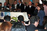 IAEA Chief Dr. ElBaradei speaks to the press in Baghdad. Photo Credits: Mark Gwozdecky/IAEA 18-21 November 2002