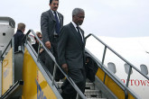 UN Secretary-General Kofi Annan arrives at the Vienna International Airport.