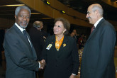 UN Secretary-General Kofi Annan with IAEA Director General ElBaradei and Ms Merwat Tallawy of the UN ESCWA inside the VIC Boardroom.