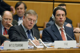 Mr Lennart B&aring;ge from IFAD and Mr Carlos Magari&ntilde;os from UNIDO at CEB sessions in the Vienna International Centre.
