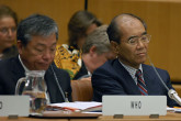 Mr Jong-wook Lee from WHO and Mr Ko&iuml;chiro Matsuura from UNESCO at CEB sessions in the Vienna International Centre.