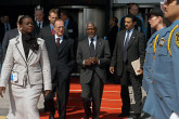 UN Secretary-General Kofi Annan escorted by the Director General of the UN Office in Vienna, Mr Antonio Maria Costa.
