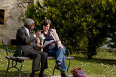 UN Secretary-General Kofi Annan confers with Ms Catherine Bertini, UN Under-Secretary-General for Management.