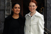 Movie personalities Salma Hayek and Julianne Moore attend the ceremony.