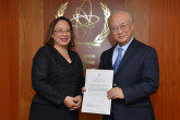 Presentation of credentials by the new Resident Representative of Panama, Ms Young Chizmar to IAEA Director General Yukiya Amano. Vienna, Austria, 10 February 2015