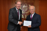 The new Resident Representative of  Netherlands, Marco Hennis, presents his credentials to IAEA Director General Yukiya Amano in Vienna, Austria on 18 August 2015.
