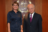 The new Resident Representative of  Monaco, Isabelle Berro-Amadei, presents her credentials to IAEA Director General Yukiya Amano in Vienna, Austria on 10 September 2015.