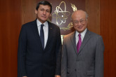IAEA Director General Yukiya Amano met with Rashid Meredov, Deputy Chairman of the Cabinet of Ministers and  Minister of Foreign Affairs of Turkmenistan on 10 February 2016 at the IAEA headquarters in Vienna, Austria.

