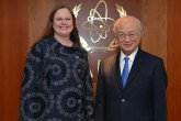 IAEA Director General Yukiya Amano met with Laura Holgate, Special Advisor to the President and Senior Director for WMD Terrorism and Threat Reduction at the U.S. National Security Council, and U.S. Nuclear Security Summit Sherpa, on 22 February 2016 at the IAEA headquarters in Vienna, Austria.

