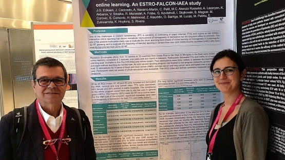 IAEA staff present a poster about the previous CRP at the Estro 37 conference in Barcelona.
