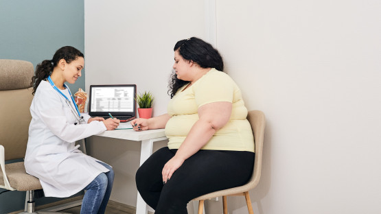 A woman consulting a doctor