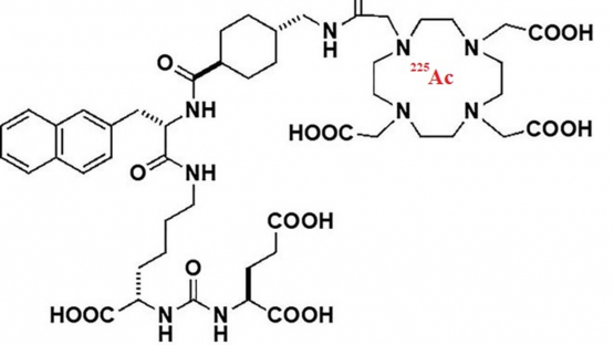 Chemical structure of an actinium-225 (Ac-225) therapeutic radiopharmaceutical used in the therapy of prostate cancer. (Image: IAEA)