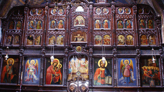 iconostasis in the 19th century Holy Voivode of Michael and Gabriel Church in Izvoarele village, Romania