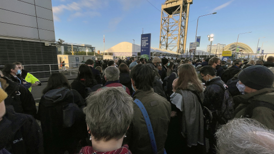Delegates, participants and journalists of the international press and media make their way to the main entrance of the Scottish Event Campus for the UN Climate Change Conference (COP26) in Glasgow, Scotland, the United Kingdom, 3 November 2021. 

Photos: D. Calma/IAEA